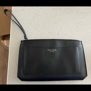 Black leather Kate Spade wristlet/clutch
